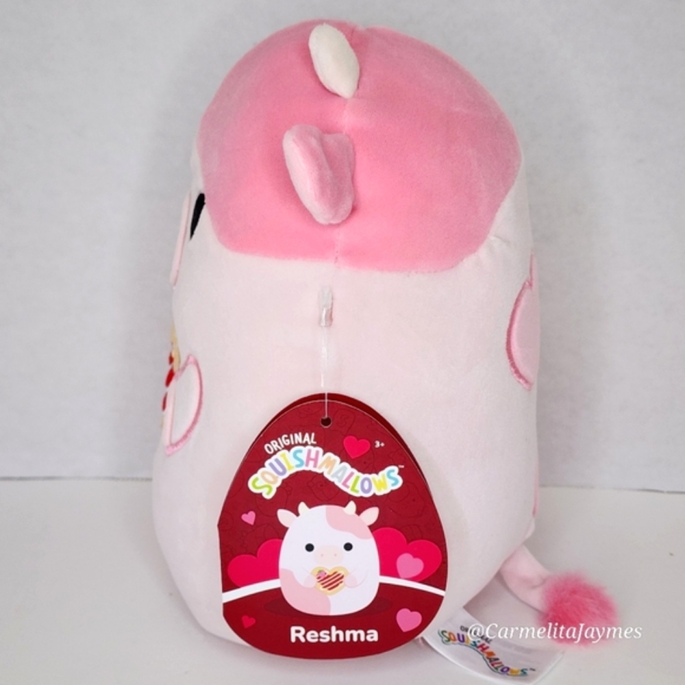 ❤️ RESHMA 🐮 Pink Cow w Heart Cookie &🩷on Back Valentine 2025 Squishmallow NWT - Picture 2 of 8